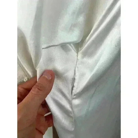 Vtg 80s 90s Diliar Made In Italy White Satin Nightgown Robe Set Lace Long Size M - Picture 10 of 16